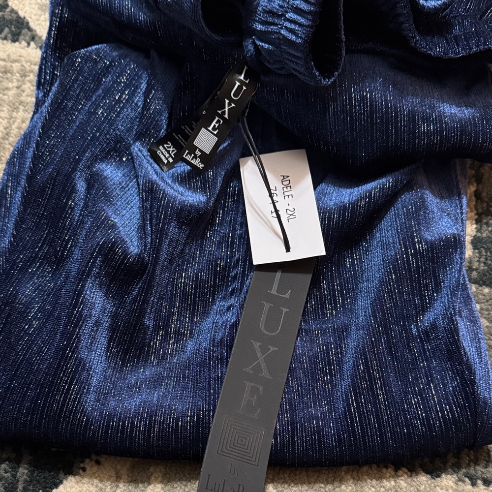 LuLaRoe Midnight Blue Shimmer Pants - Picture 2 of 2